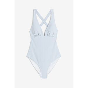 H&M Small Seersucker Plunge One Piece Swim Bathing Suit
